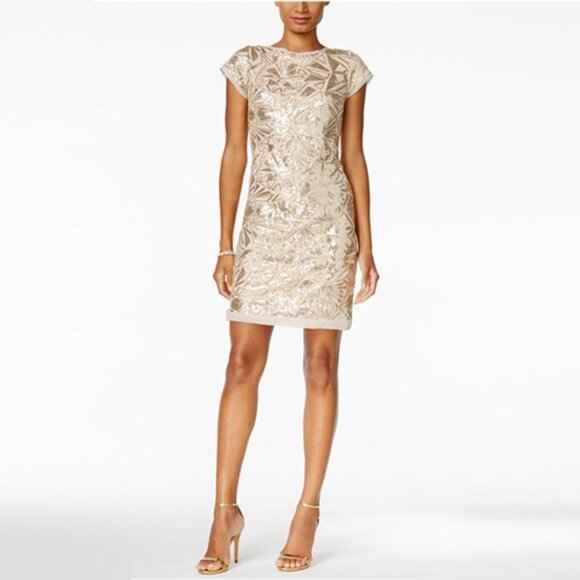 Vince Camuto Sequin Short Sleeve Shift Dress - Picture 1 of 16